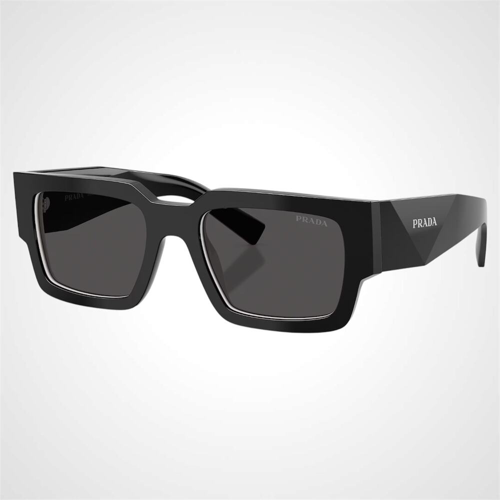 LUXURY NEW PRADA Sunglasses Black & Talc Rectangle Square Mens 54mm Prada - Picture 1 of 6
